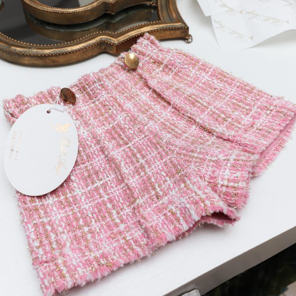 Մանկական տվիդե վարդագույն շորտ, PINK TWEED SHORTS