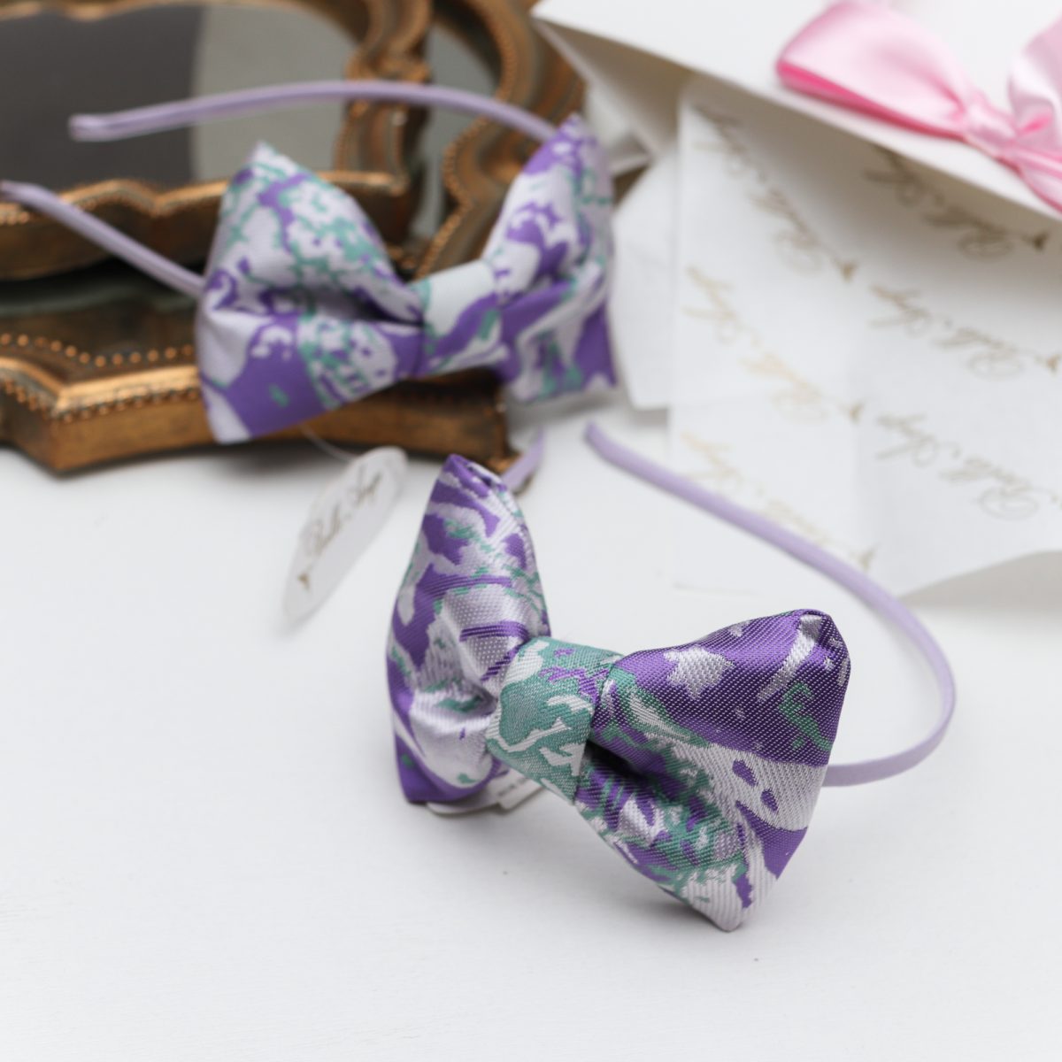 PURPLE JACQUARD BOW HB Մանկական մանուշակագույն կանաչ մազակալ, գլխազարդ, Mankakan kanach manushakaguyn brosh, mankakan glxazard