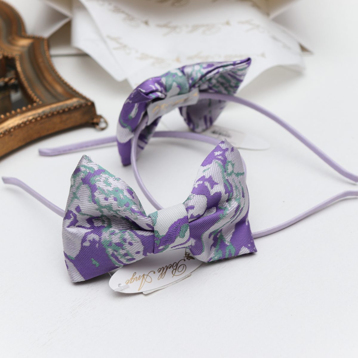 PURPLE JACQUARD BOW HB Մանկական մանուշակագույն կանաչ մազակալ, գլխազարդ, Mankakan kanach manushakaguyn brosh, mankakan glxazard