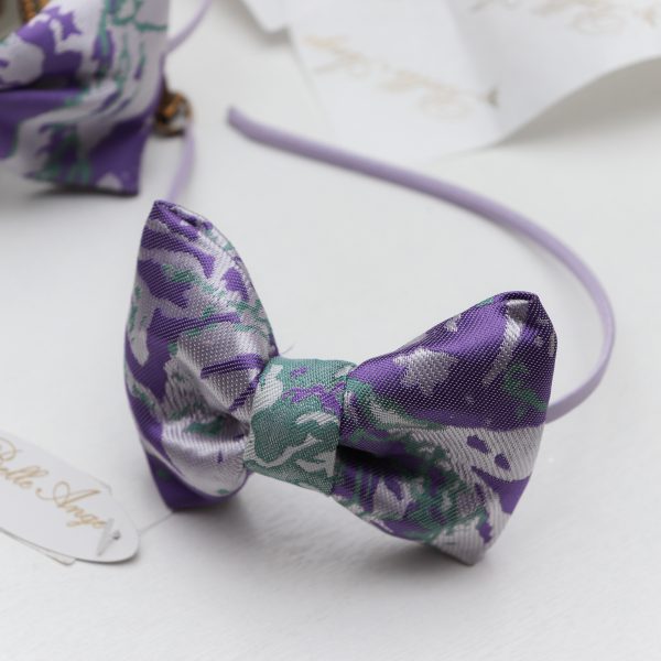 PURPLE JACQUARD BOW HB Մանկական մանուշակագույն կանաչ մազակալ, գլխազարդ, Mankakan kanach manushakaguyn brosh, mankakan glxazard