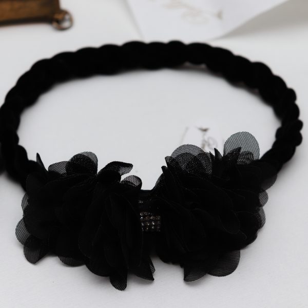 BLACK FLOWER BRAIDED HB ACCESSORIES Մանկական մազակալ սև ծաղիկով, գլխազարդ BelleAnge: Mankakan glxazard titernerov sev obadok, mankakan sev abadokner