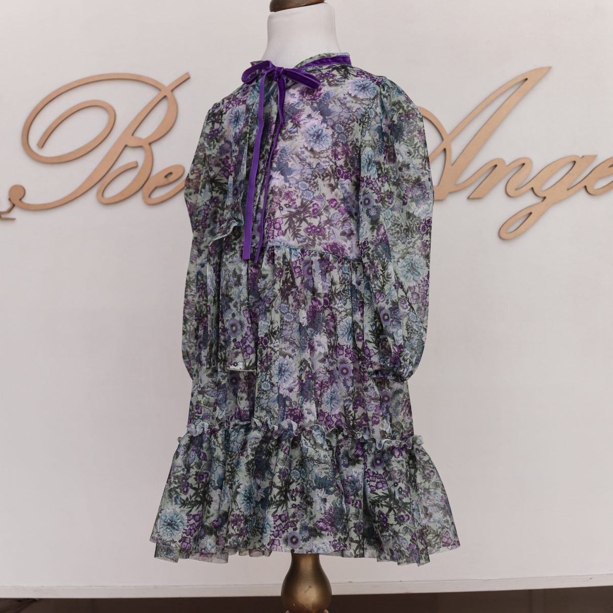 PURPLE FLORAL DRESS մանկական մանուշակագույն կոկտելային զգեստ